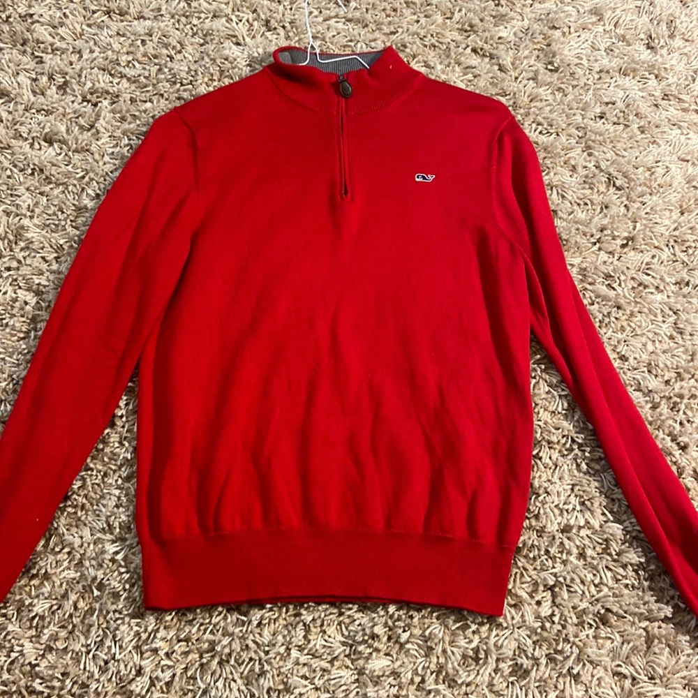 Red Vineyard Vines Youth Large Quarter zip